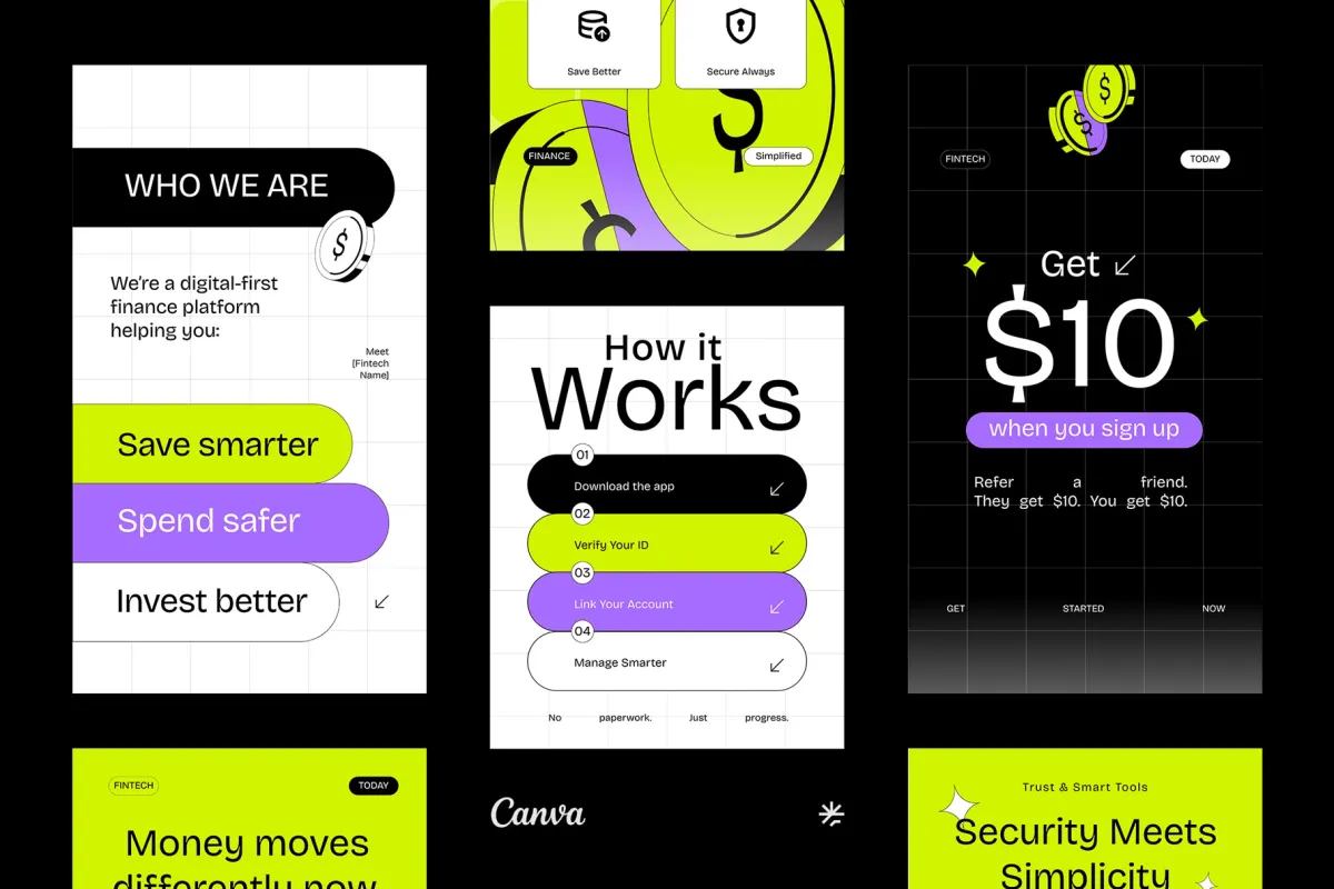 AI Financial Technology Instagram Pack for Canva