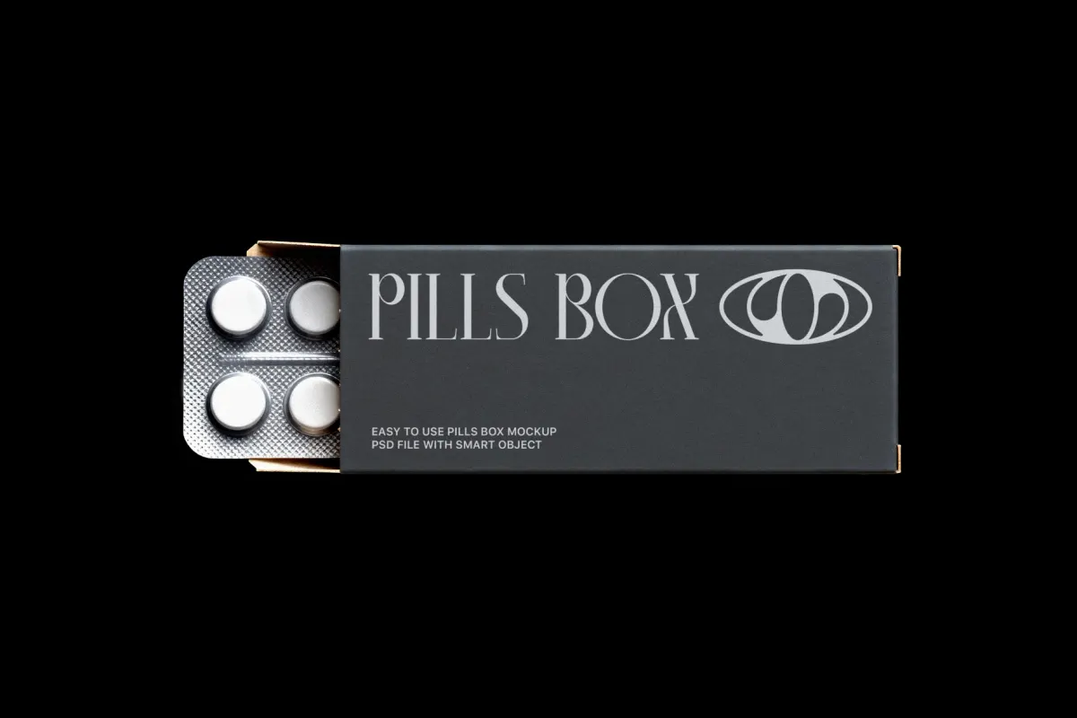 Medicine Box Mockup with Blister Pack