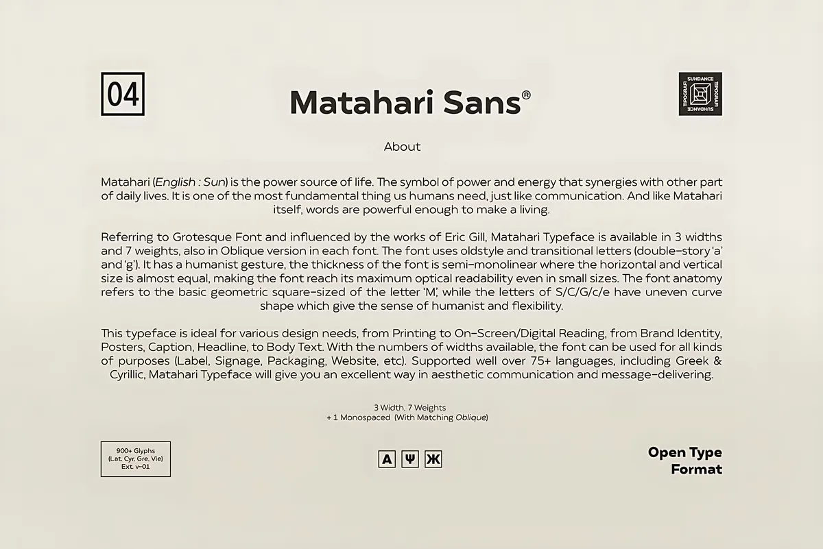 Matahari Sans Font Family