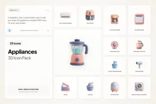 3D Home Appliance Icons