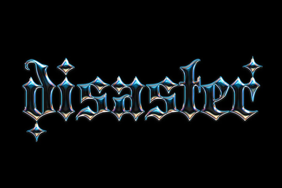Gothic Glass Chrome Text Effect
