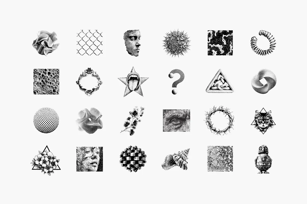 Dithering Bitmap Vector Shapes Collection