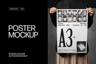 Woman Holding A3 Poster Mockup