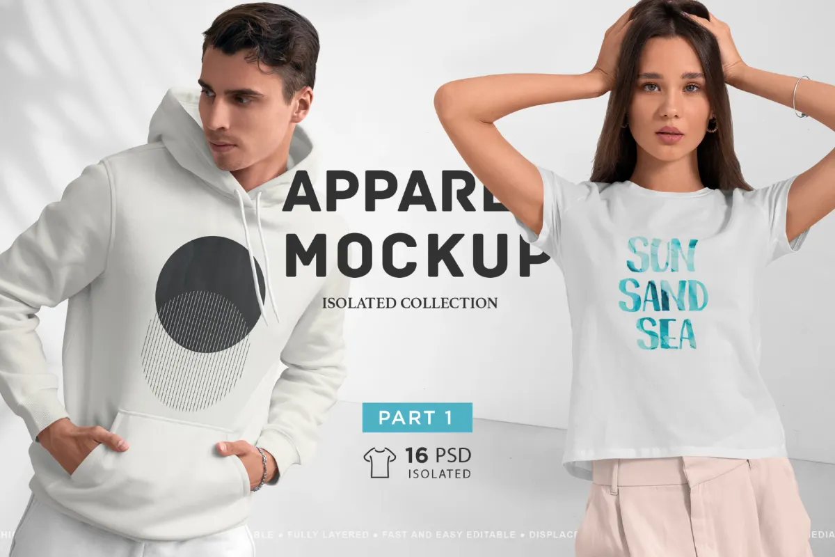 Isolated Apparel Mockups Bundle vol.1