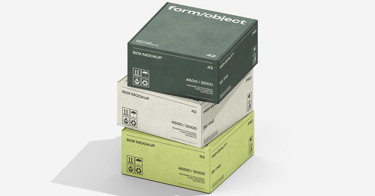 Stacked Carton Boxes Mockup | Pixelbuddha
