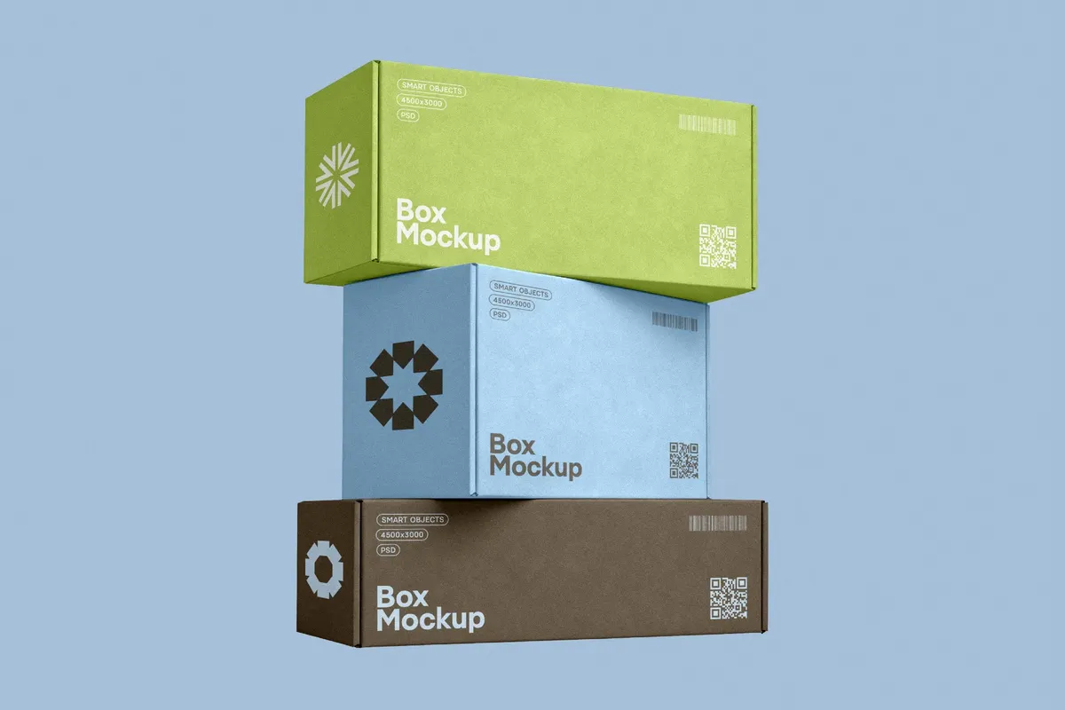 Stacked Shipping Boxes Mockup