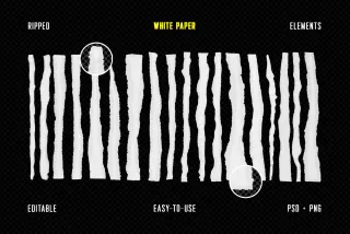 20 Ripped White Paper Elements