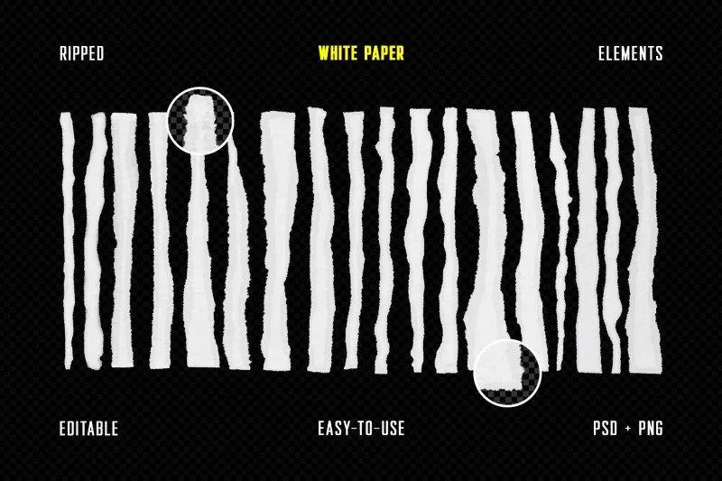 20 Ripped White Paper Elements