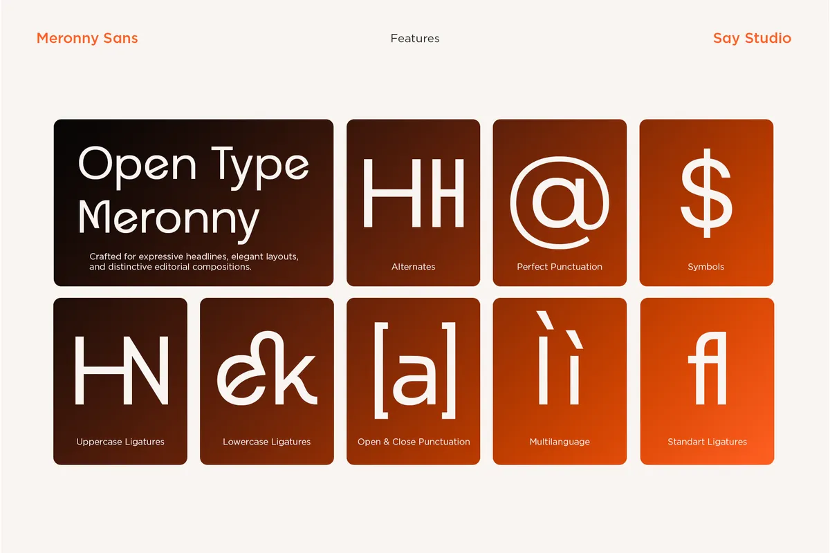Meronny - Geometric Ligature Sans Serif Font