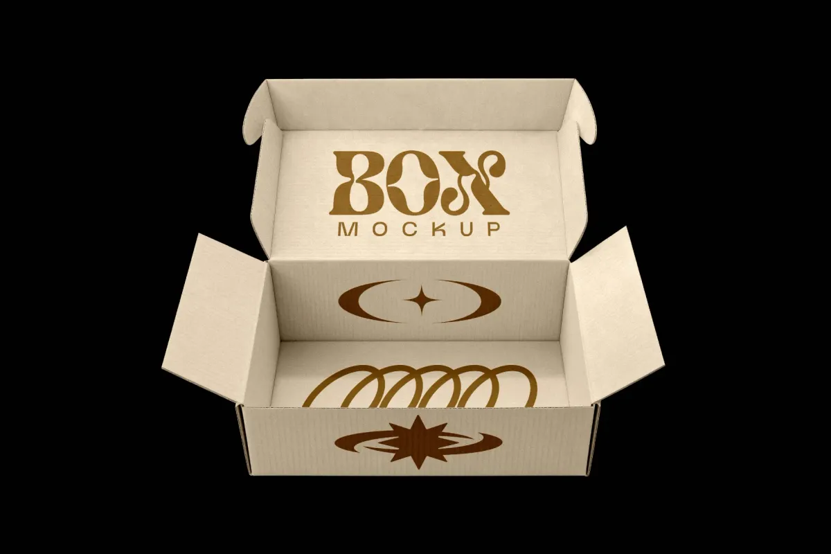 Open Cardboard Box Mockup