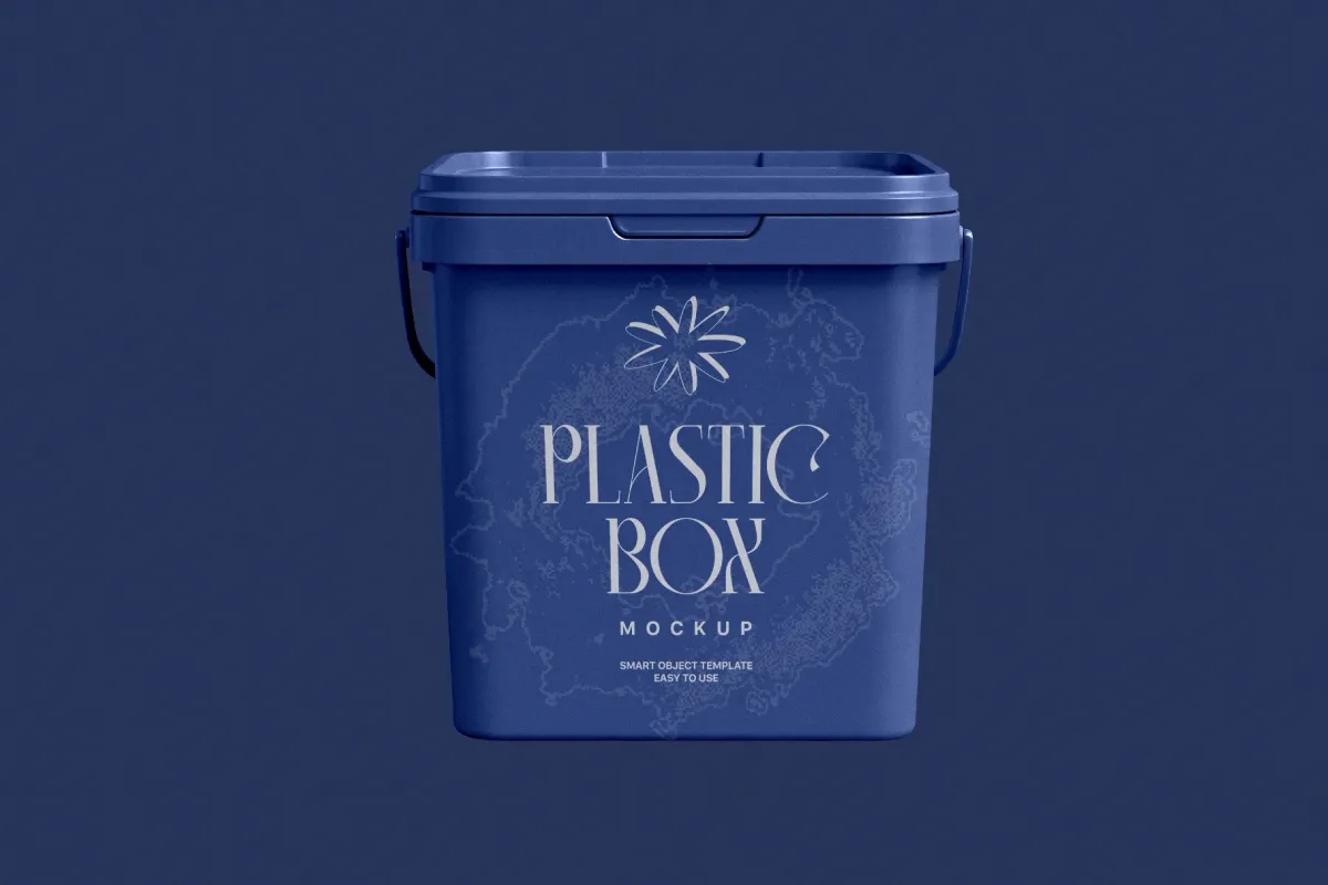 Plastic Box Mockup with Handle and Lid