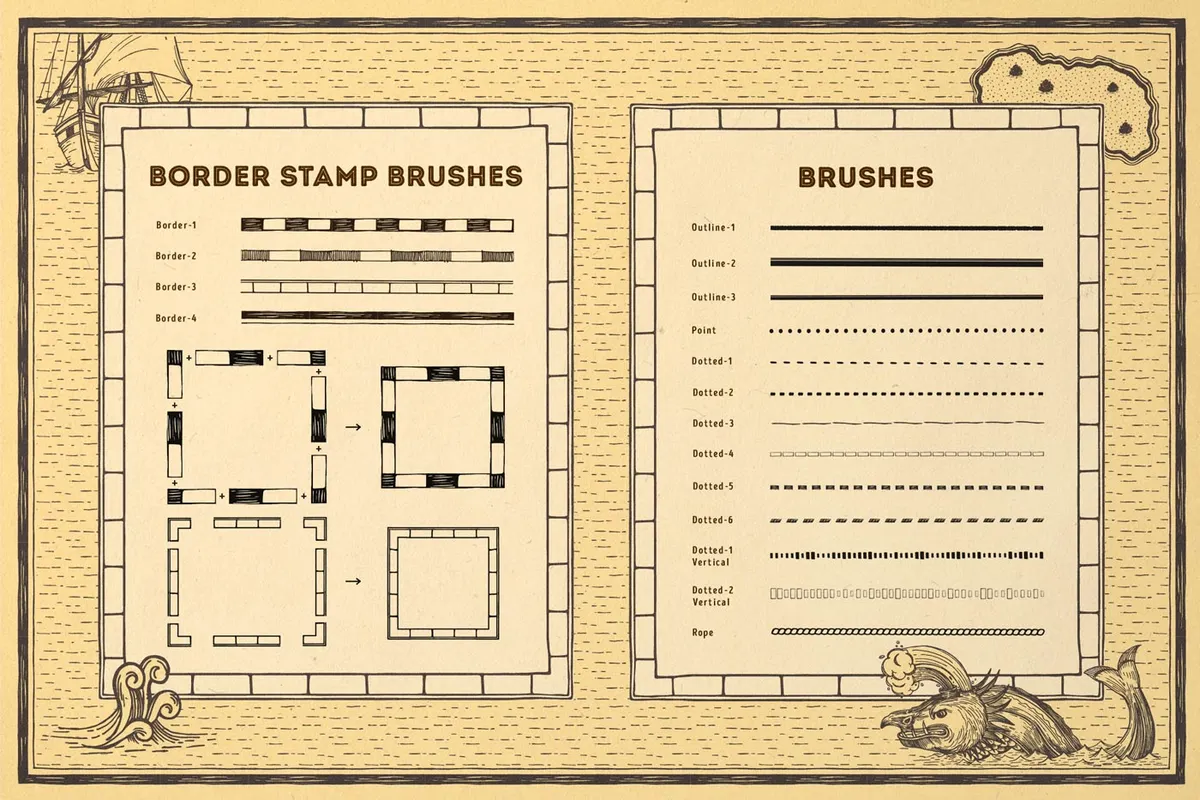 Vintage Map: Procreate Brushes