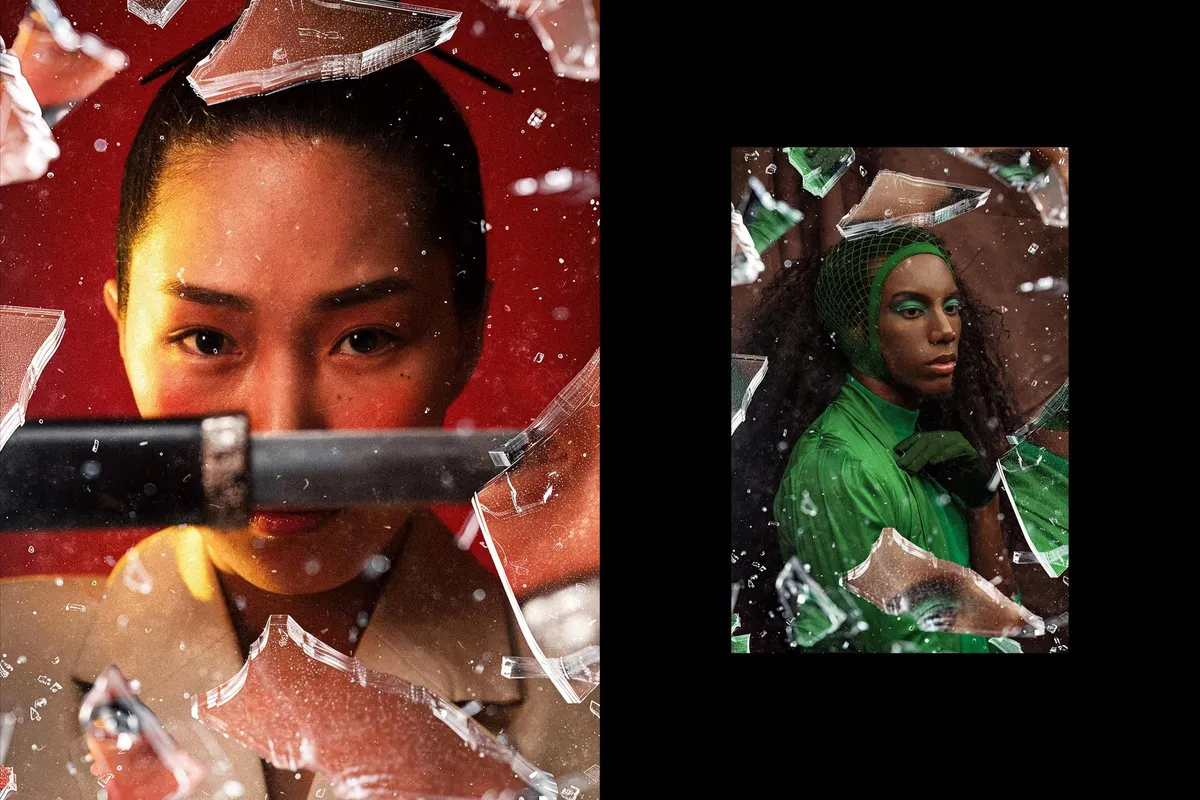 Broken Glass Fragments Poster Effect