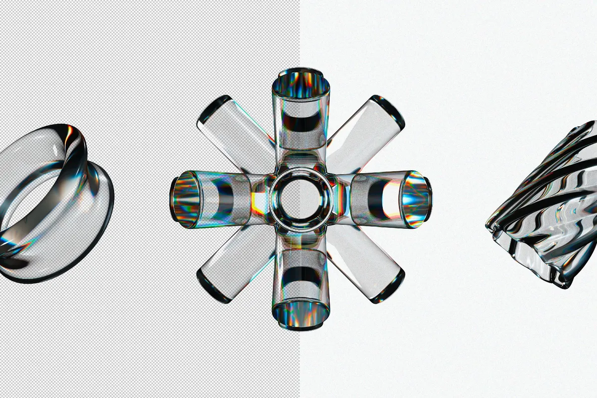 Liquid Glass 3D Shapes