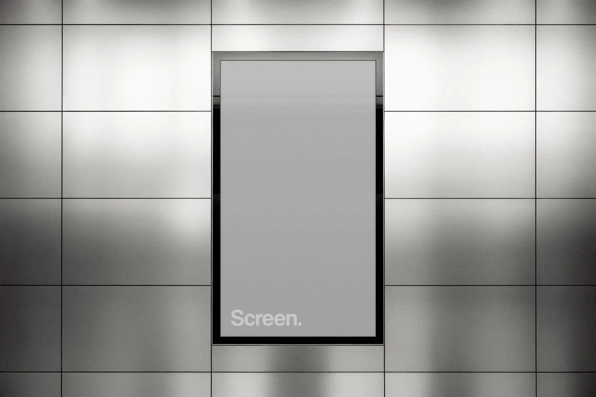 Vertical Metal Panels Screen Mockup