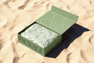 Magnetic Gift Box Mockup on Sand