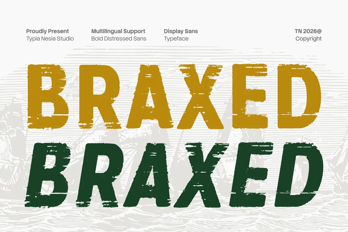 Braxed - Bold Distressed Vintage Sans Serif Font