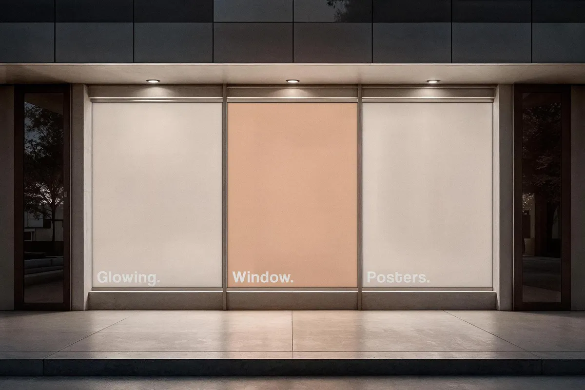 Outdoor Glowing Posters Mockup