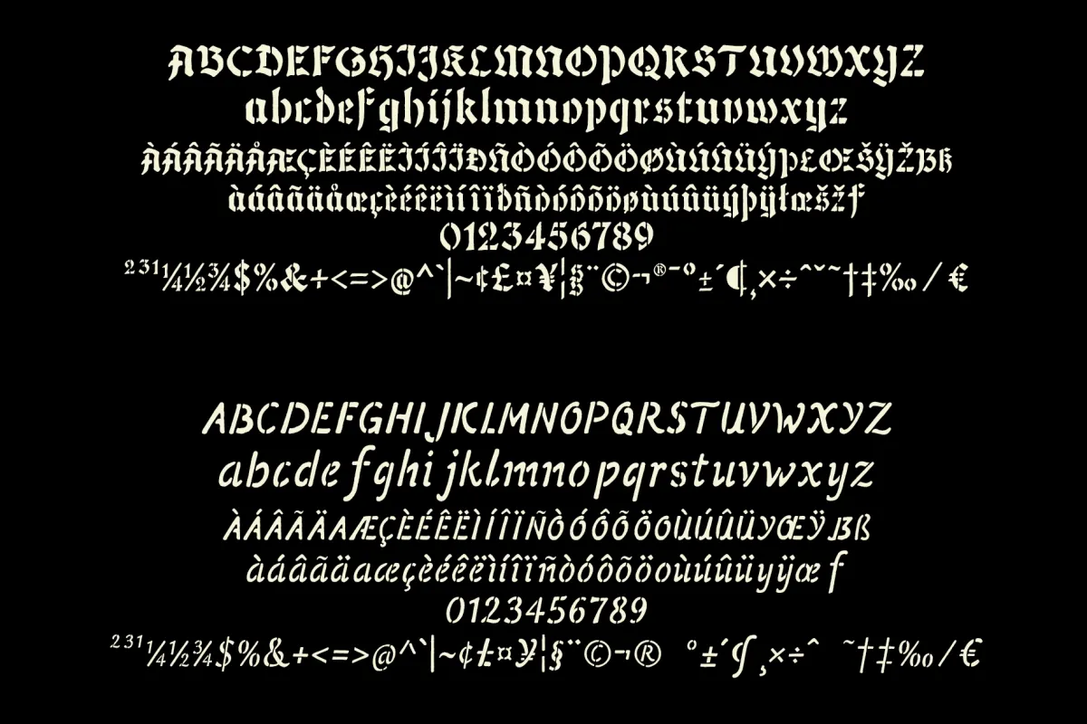 Vuse - Blackletter Stencil Duo Font