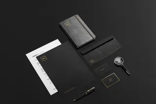 Black + Gold Stationery Mockup