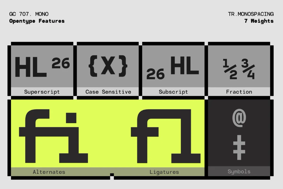 GC 707 Mono - Monospace Sans Serif Font Family