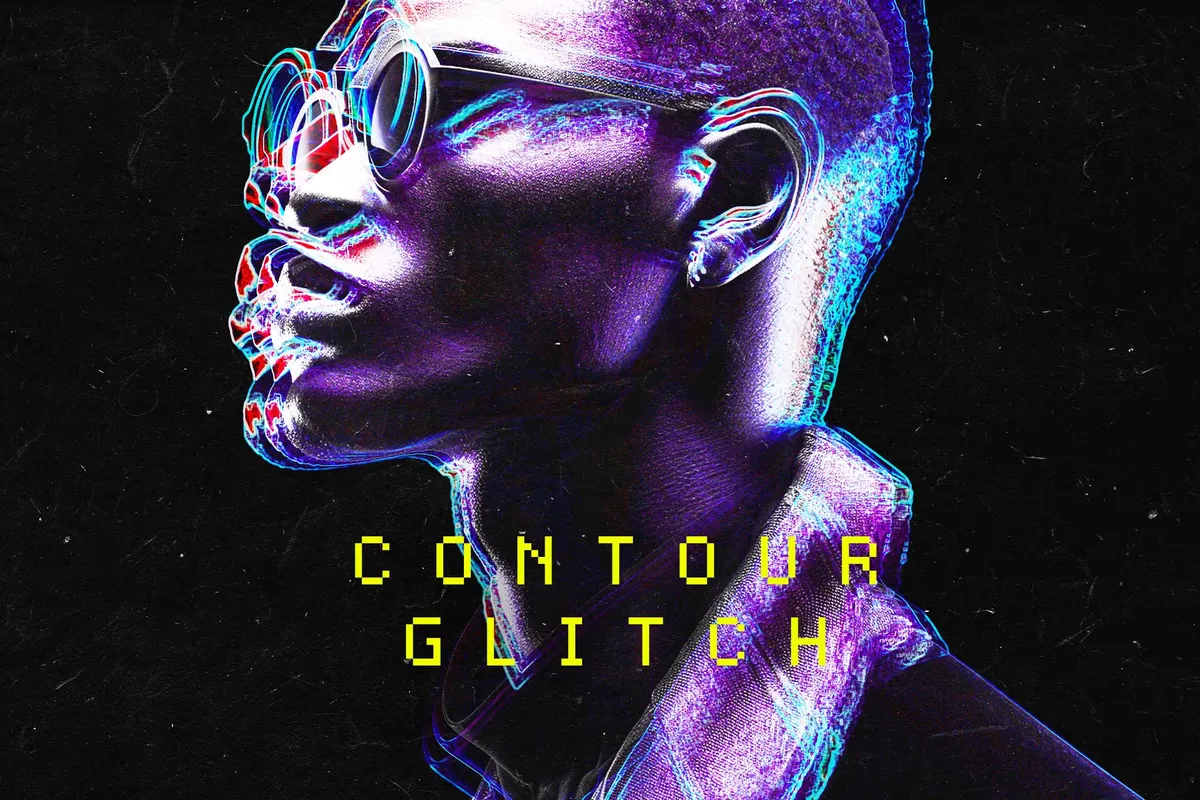 Vivid Glitch Contour Photo Effect