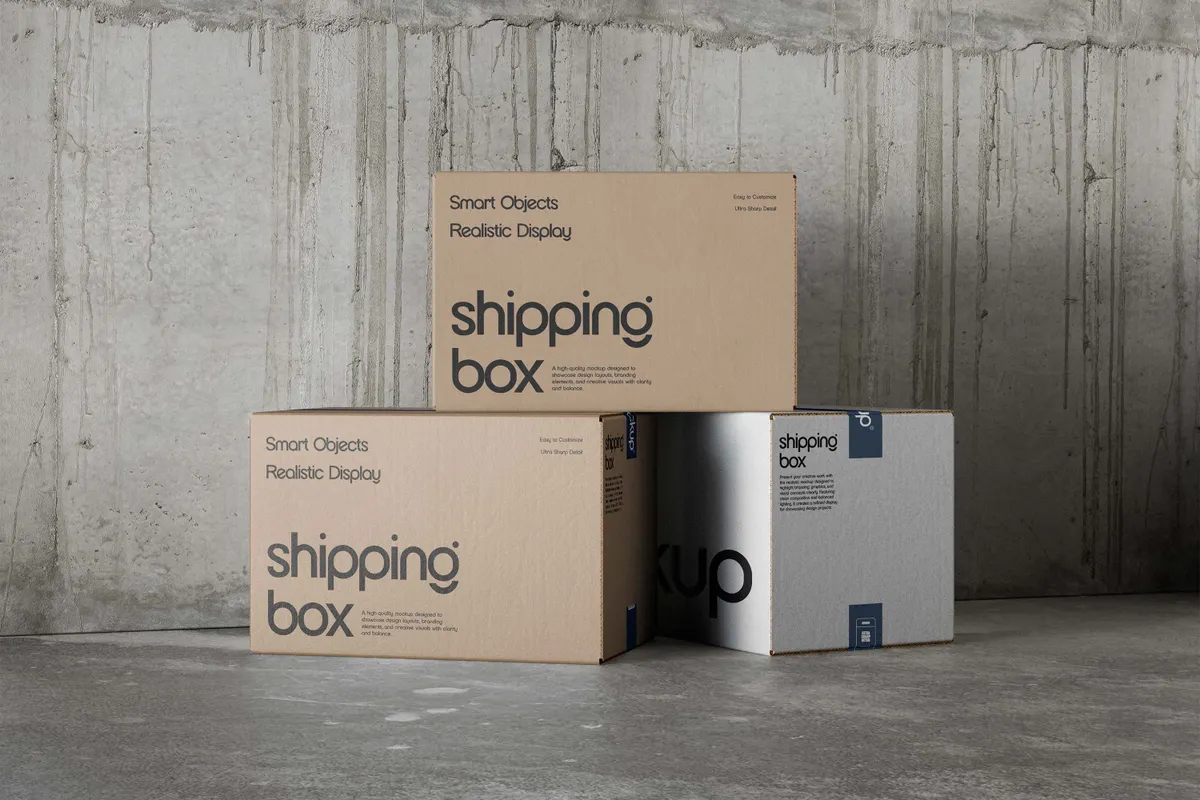 Delivery Cardboard Box Mockup