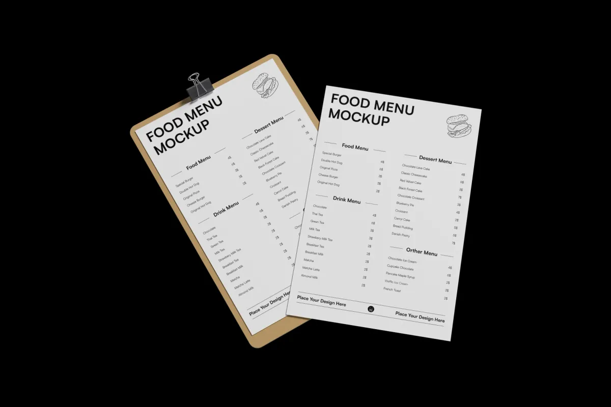 High Resolution Menu Mockup