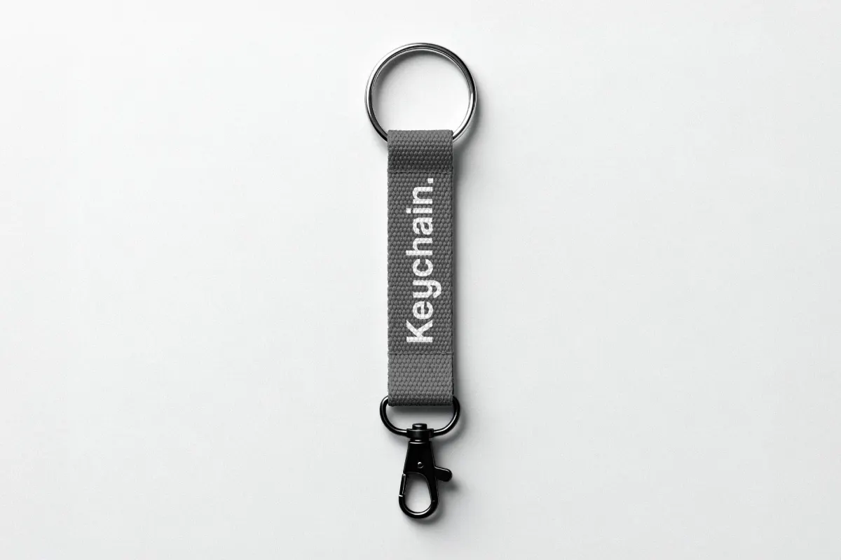 Strap Keychain Mockup with Carabiner