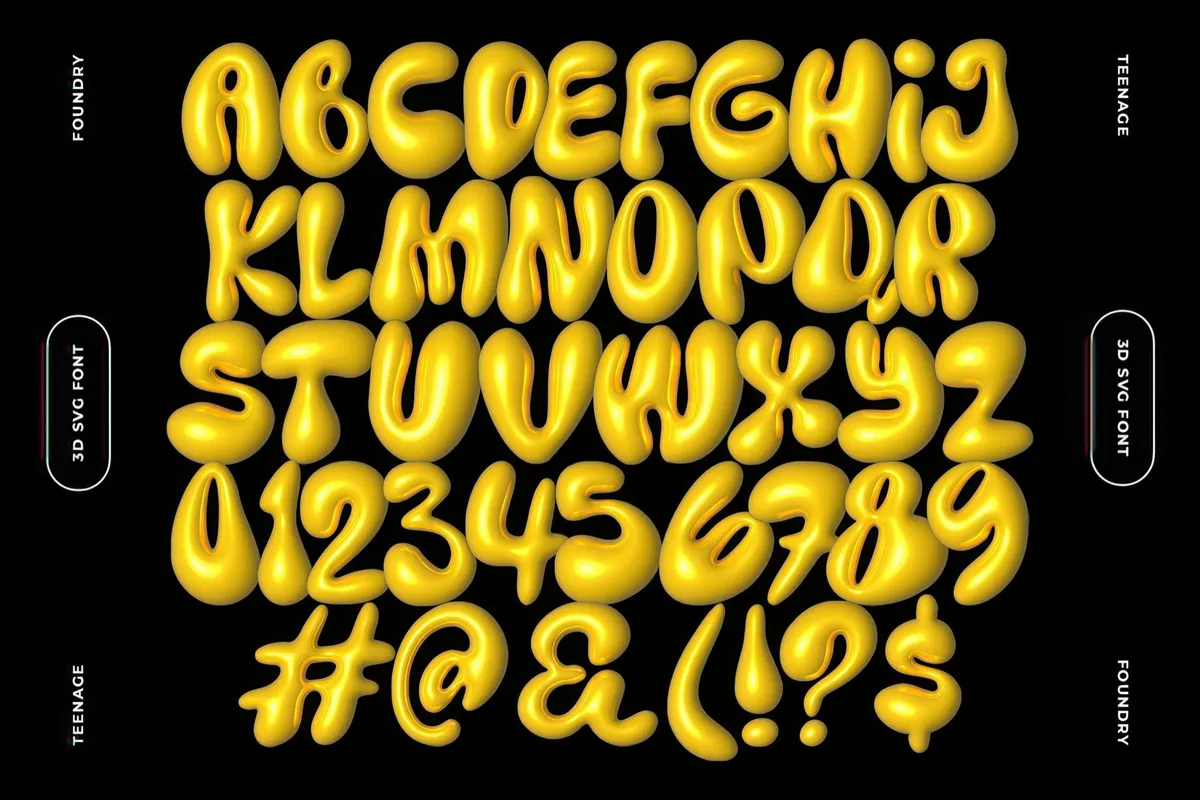 Teenage Yellow Star — 3D SVG Font