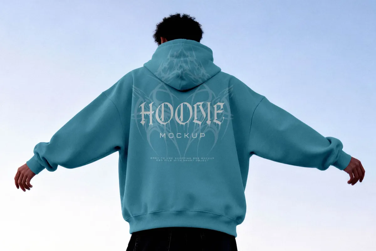 Back Hoodie Mockup with Open Arms