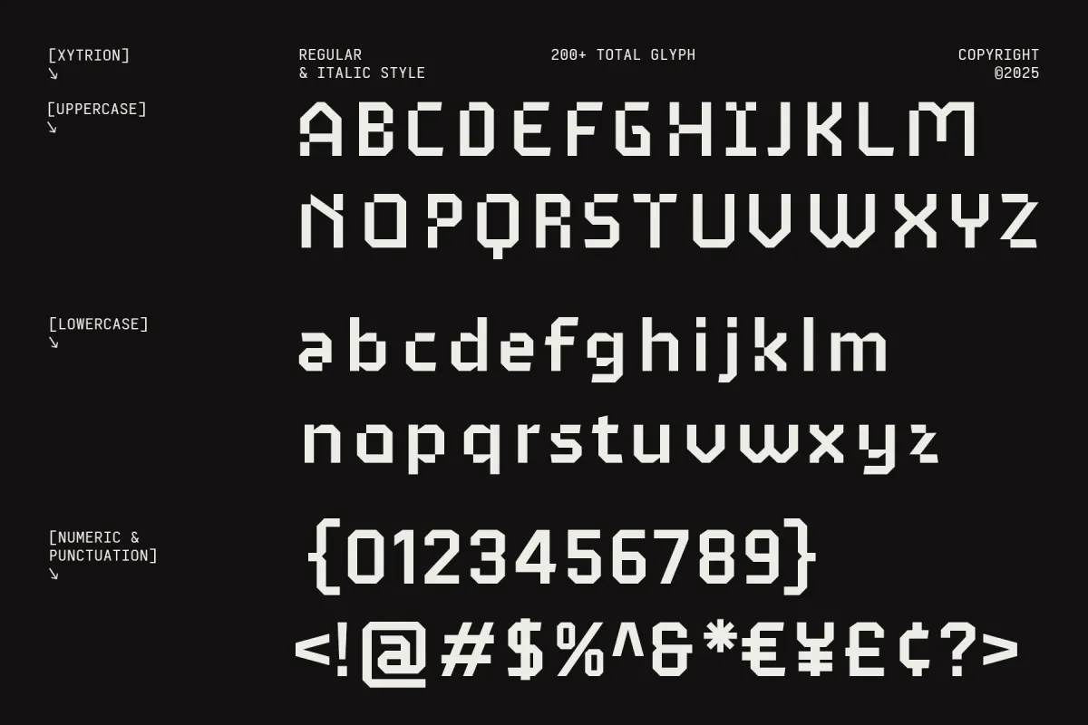 Xytrion - Futuristic Pixel Display Font