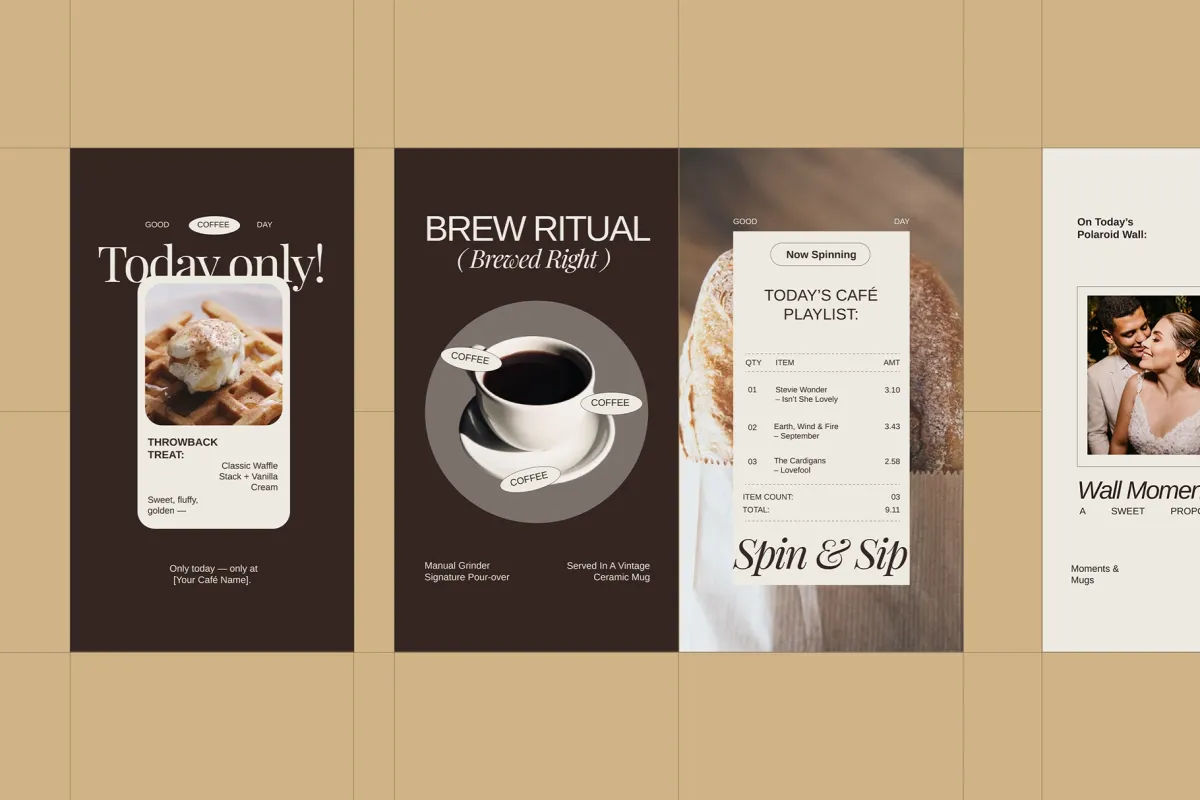 Nostalgic Cafe Instagram Pack - Canva Template