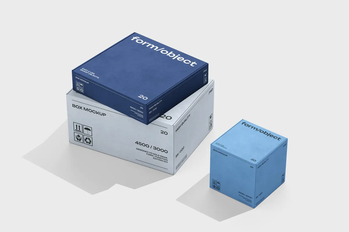 Three Packaging Boxes Mockup