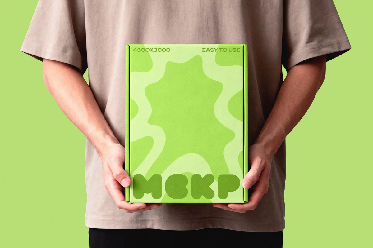 Box In Hands Mockup