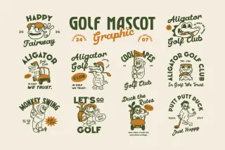 Golf Mascot Illustration Pack