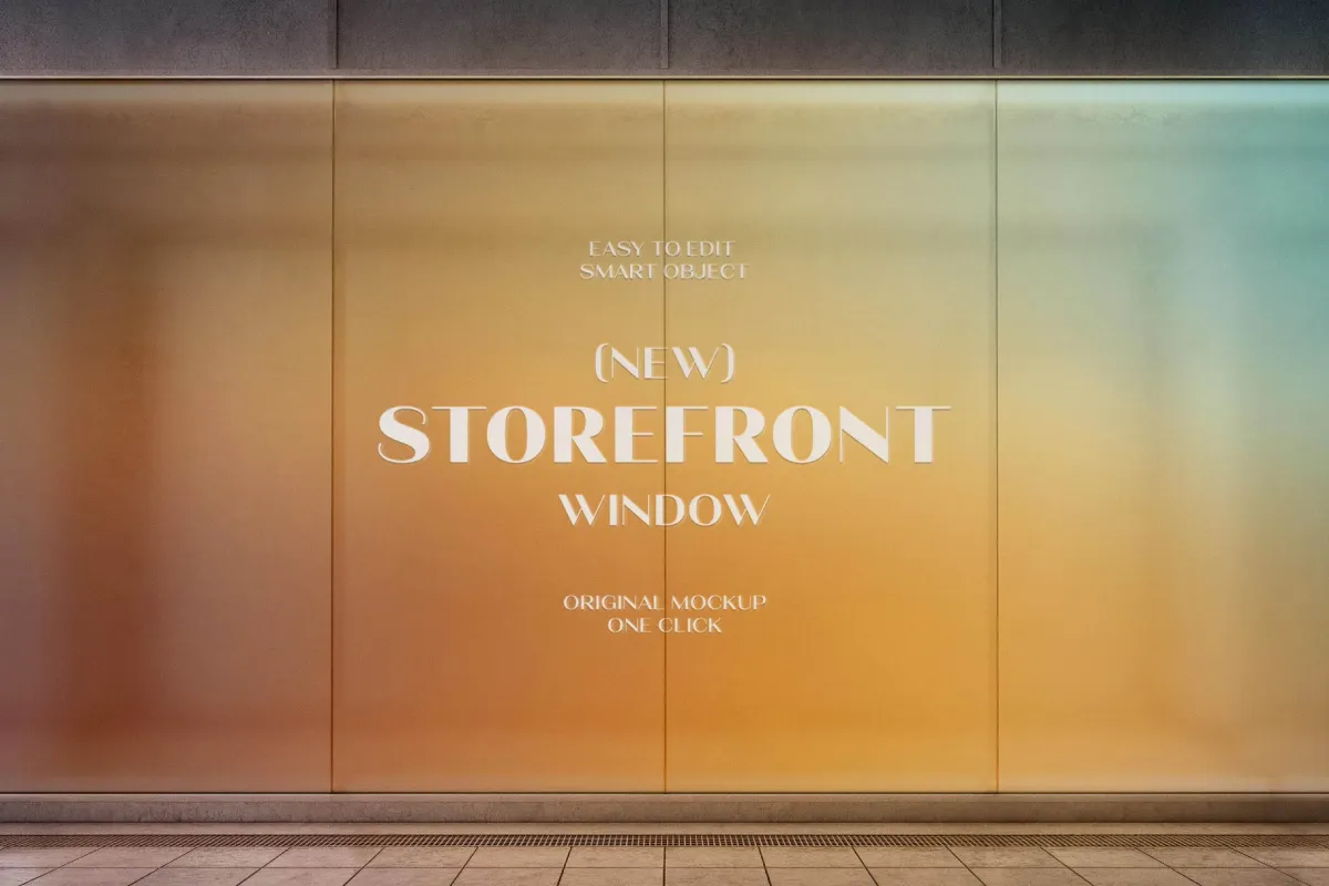 Lit Up Window Sticker Mockup