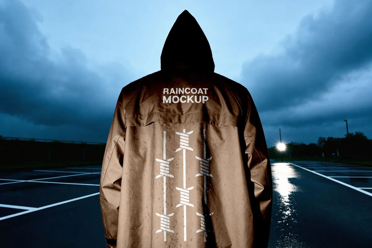 Night Outdoor Raincoat Mockup