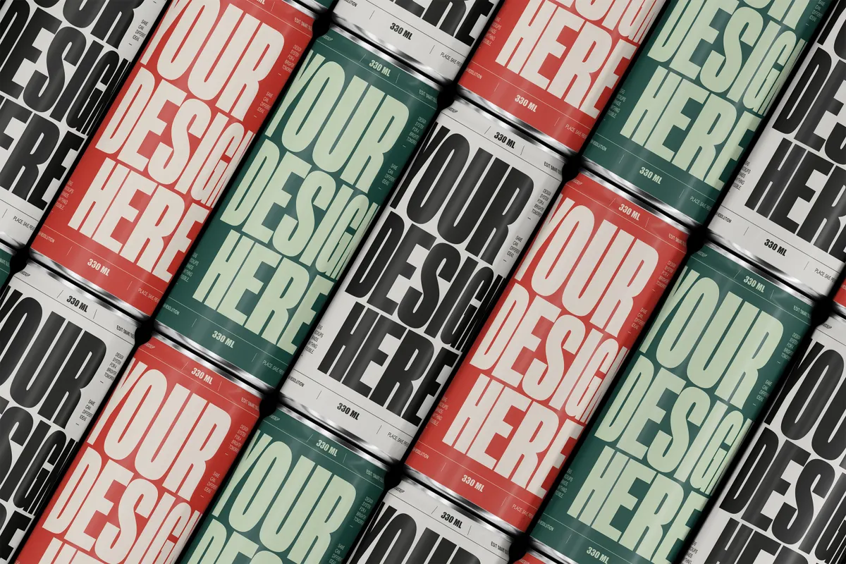 Diagonal Pattern 330ml Can Mockup