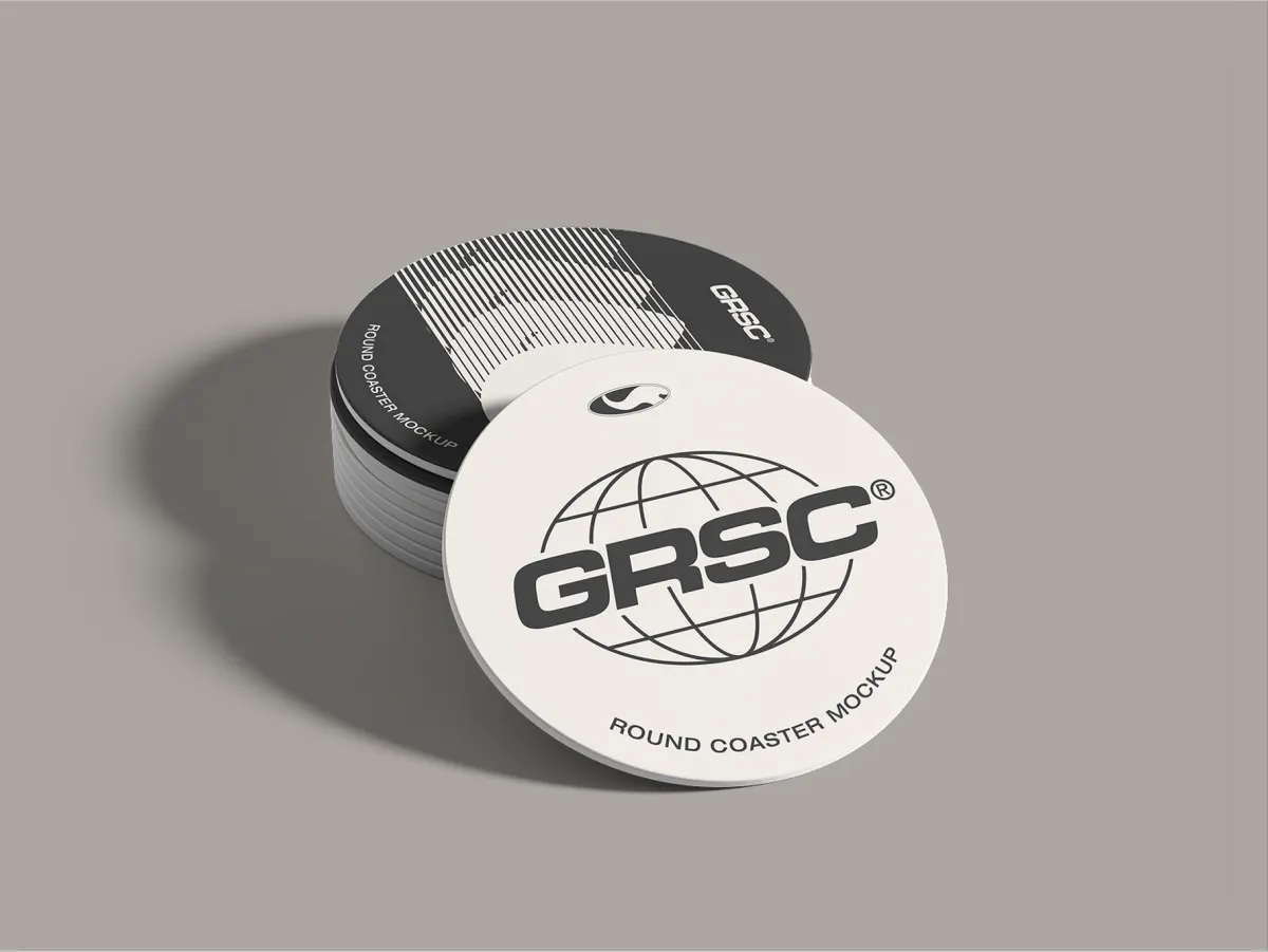 Round Coaster Mockup Half Side View