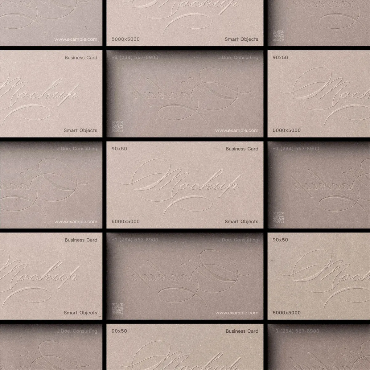 90x50 Business Card Grid Layout Mockup