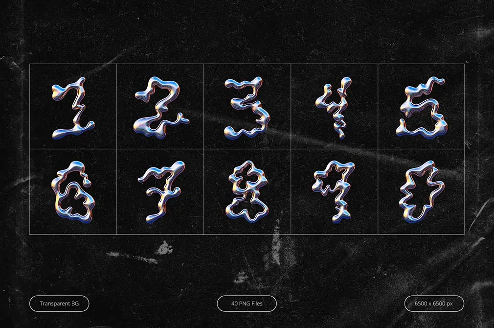 3D Wavy Chrome Alphabet