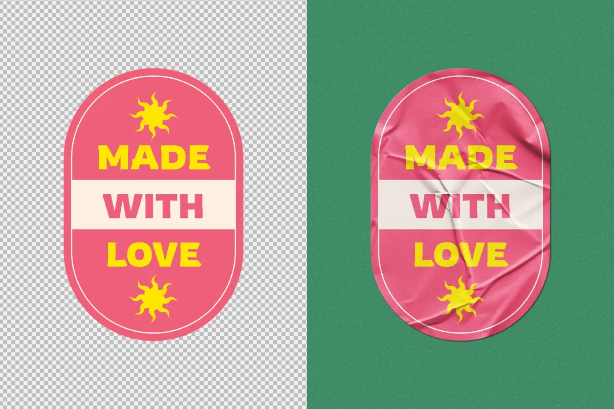 Wrinkled Vinyl Sticker Mockup