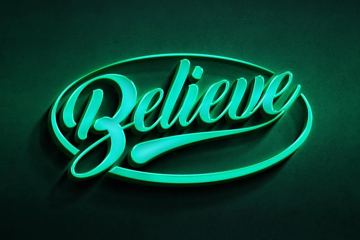 Marine 3D Neon Logo Mockup