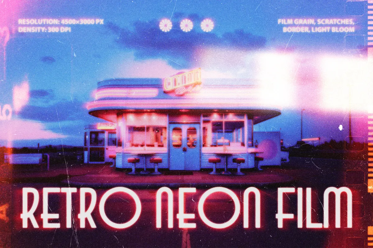 Retro Neon Film Photo Effect