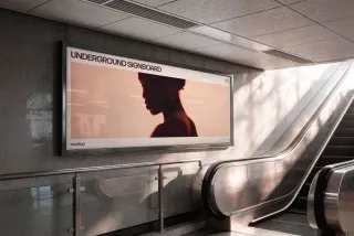 Wide Escalator Signboard Mockup