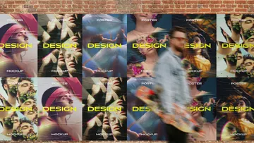 Brick Wall Posters Mockup