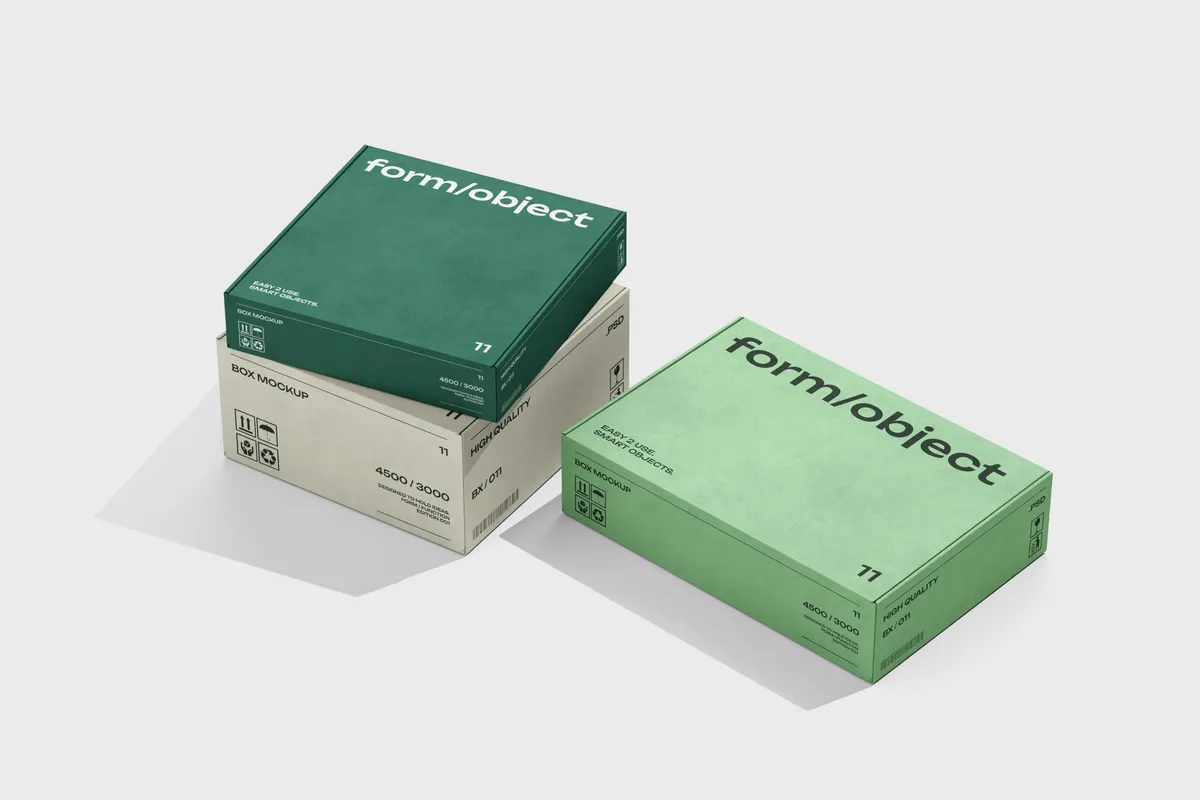 Three Rectangular Boxes Mockup