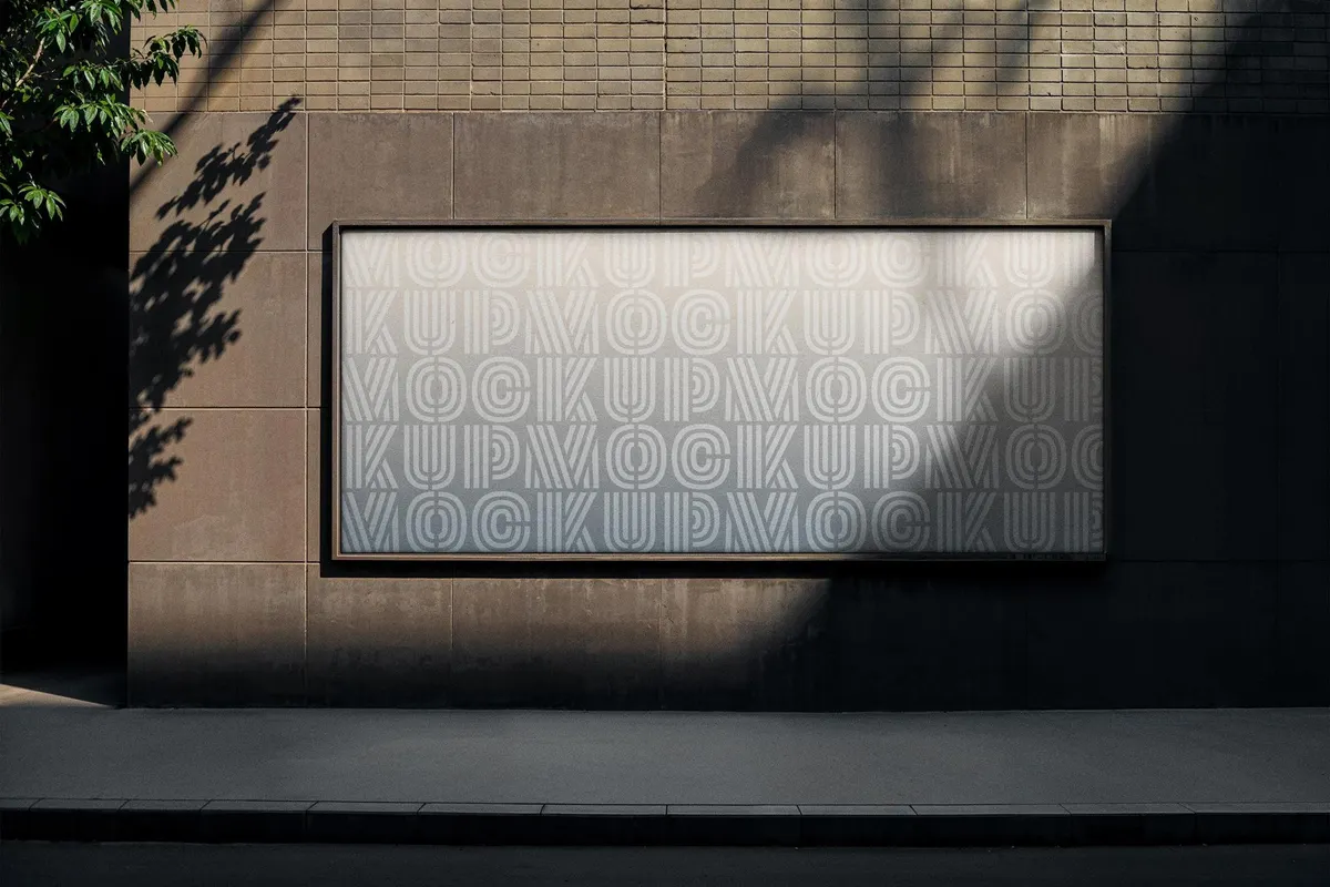 Tile Wall Outdoor Billboard Mockup