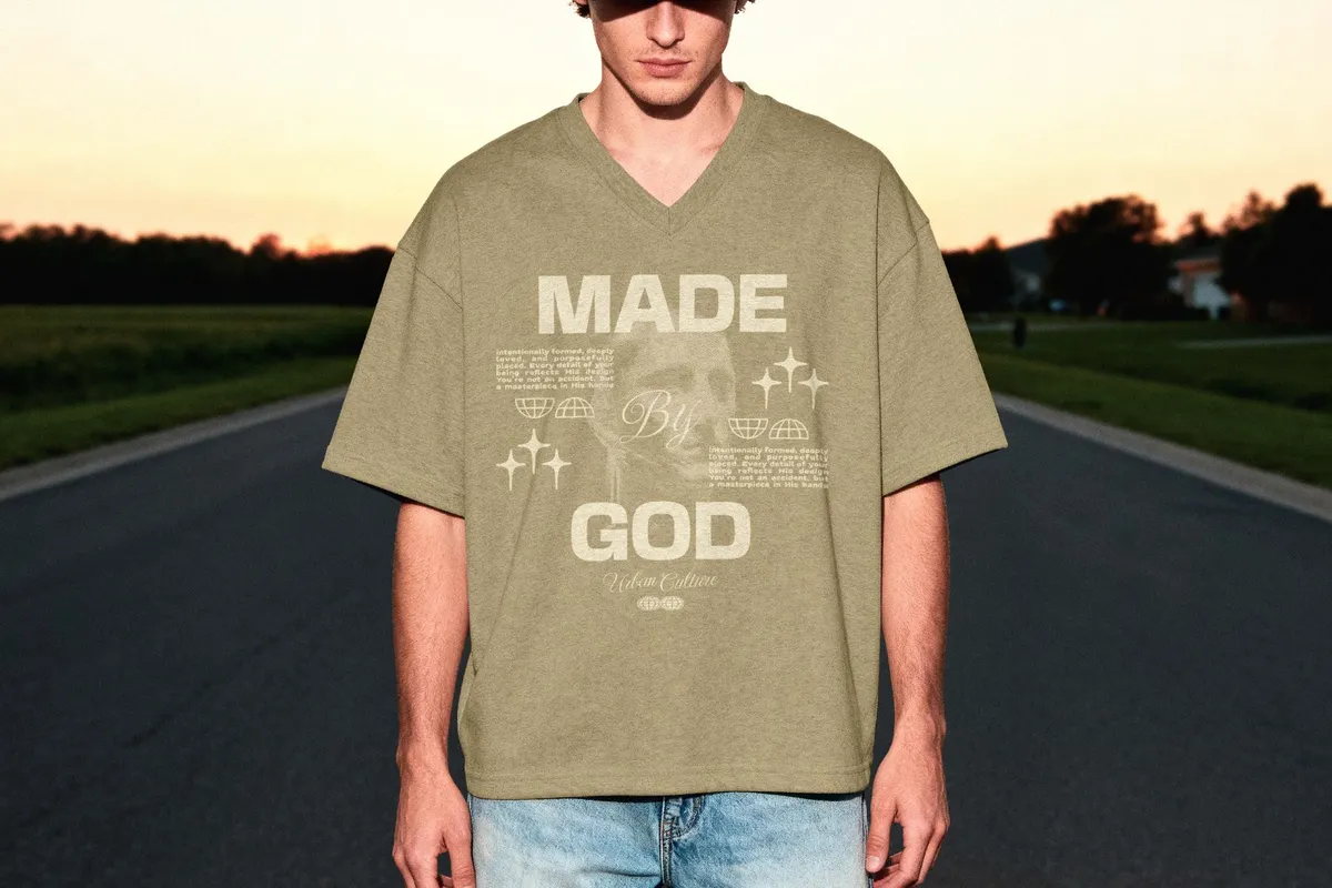Oversize V-Neck T-shirt Mockup